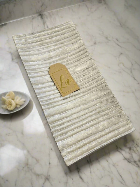 Ribbed Textured Decorative Rectangle Tray