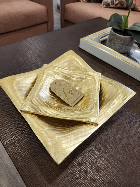 Gold Tone Square Shape Antique Decorative Platter