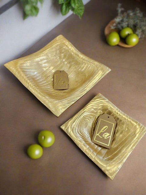 Gold Tone Square Shape Antique Decorative Platter