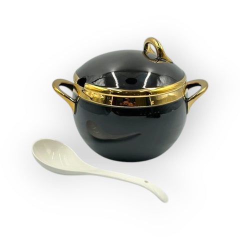 Elegant Style Ceramic Soup Set With Gold Edges