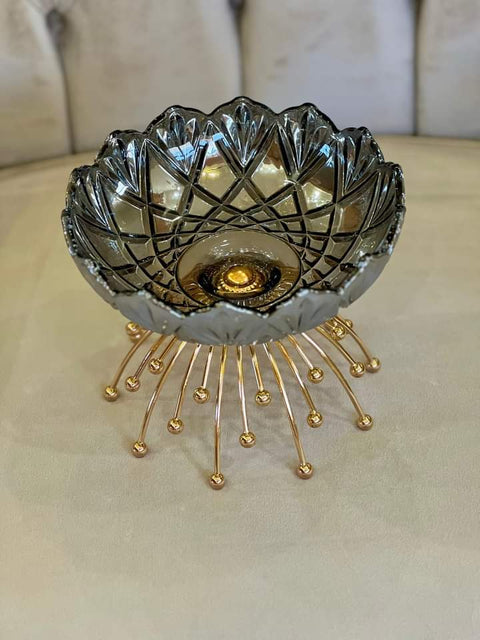 Candy & Nut Serving Bowl With Gold Base