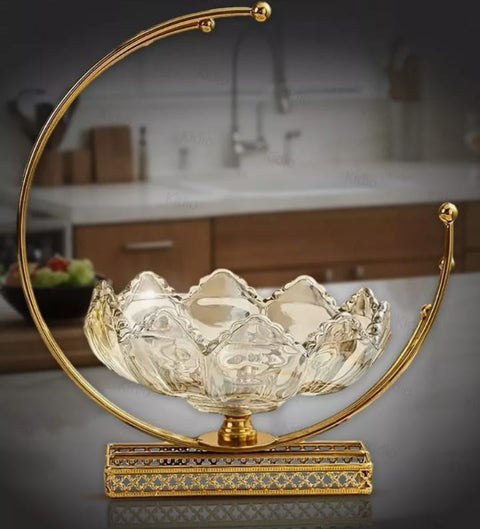 Crystal Decorative Fruit Bowl With Gold Glass