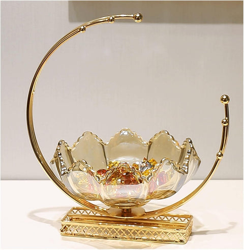Crystal Decorative Fruit Bowl With Gold Glass