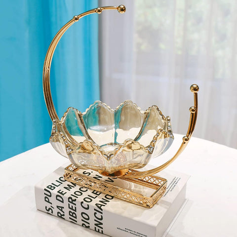 Crystal Decorative Fruit Bowl With Gold Glass