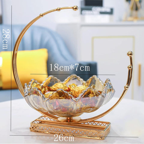 Crystal Decorative Fruit Bowl With Gold Glass
