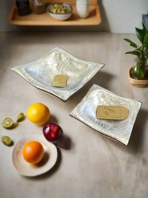 Gold Tone Square Shape Antique Decorative Platter