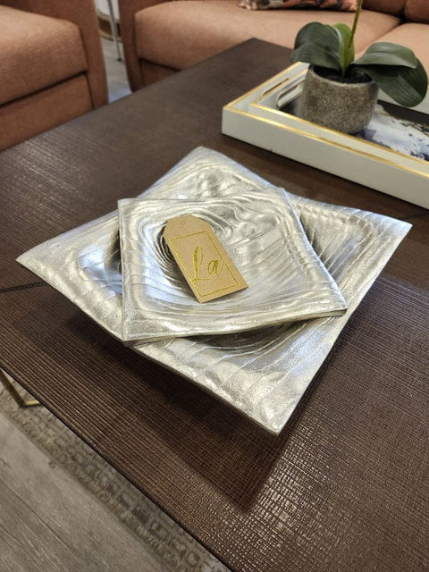 Gold Tone Square Shape Antique Decorative Platter