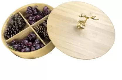 Bamboo Nuts Storage Platter with Wooden lid