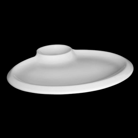 White Round Platter With Sauce Compartment