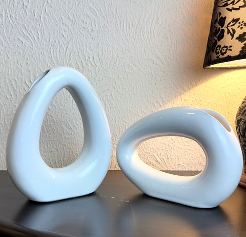 Ring Shape Ceramics Floral Vase - Set of 2