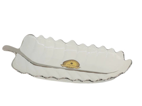 White Porcelain and Silver Leaf Tray