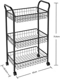 3- Tier Metal Rolling Utility Storage Cart - Black - Needs Store