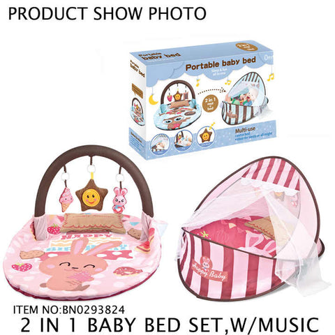 Sleep and play fun comfortable portable pop up play mat baby bed with music