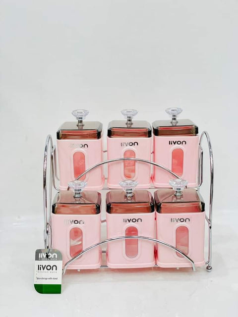 Canister Set Of 6 Square Spices