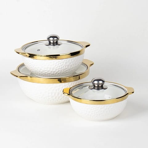 3pcs Ceramic Porcelain Casserole Dish With Lid