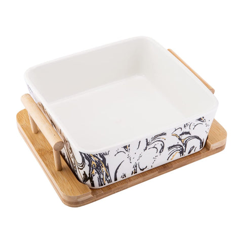 Creative Fruit/Salad Bowl or Snack Plate With Wooden Stand