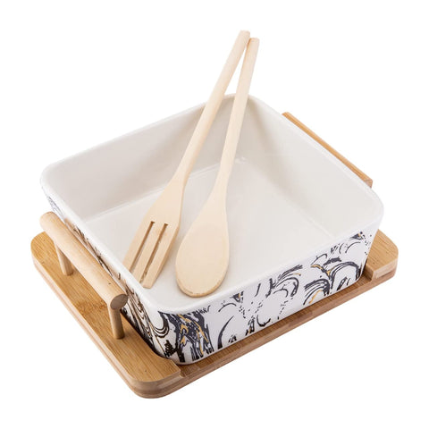 Creative Fruit/Salad Bowl or Snack Plate With Wooden Stand