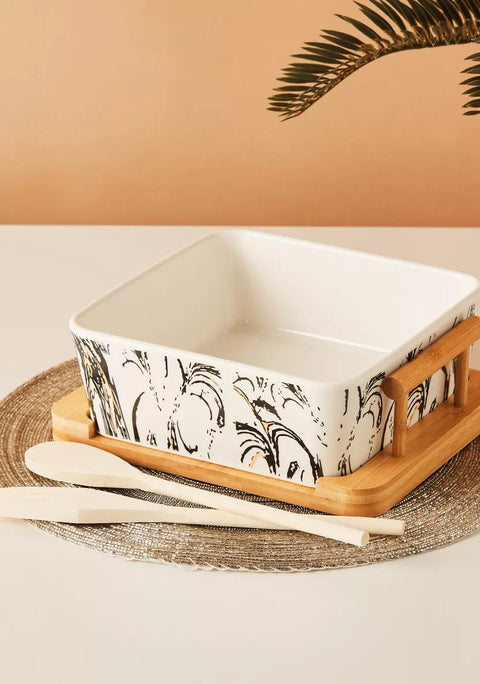 Creative Fruit/Salad Bowl or Snack Plate With Wooden Stand