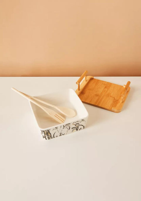 Creative Fruit/Salad Bowl or Snack Plate With Wooden Stand