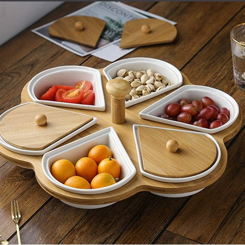 Snack Tray Flower Shape Platter- 6 Compartment