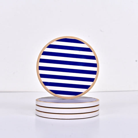 Abstract Blue Art Tea Coasters with Cork Base - Set of 06 Coasters - Needs Store