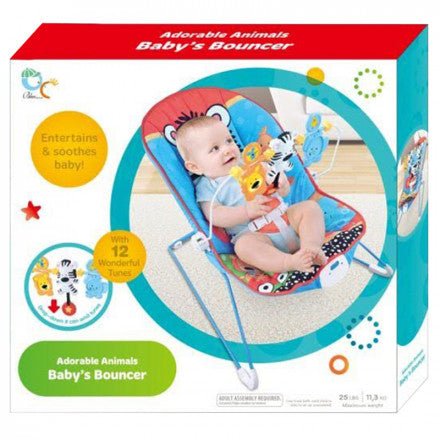 Animal Print Musical Baby Bouncer - Needs Store