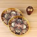 Beautiful Design Round Serving Tray | Set of 2 ( Brown & Gold ) - Needs Store