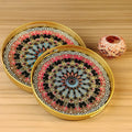 Beautiful Pattern Round Serving Tray | Set of 2 ( Multicolored ) - Needs Store