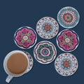 Beautiful Turkish Design Coasters with Cork Base - Set of 06 Coasters - Needs Store