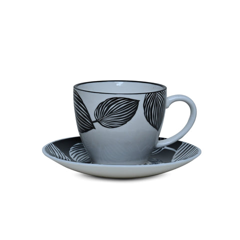 Tea Cup with Saucer of Black Leaves Breakfast Set in Pakistan - Needs Store