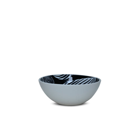 Serving Bowl with Black Base and White Leaves - Black Leaves Breakfast Set - Exclusive Crockery Collection in Pakistan | Needs Store