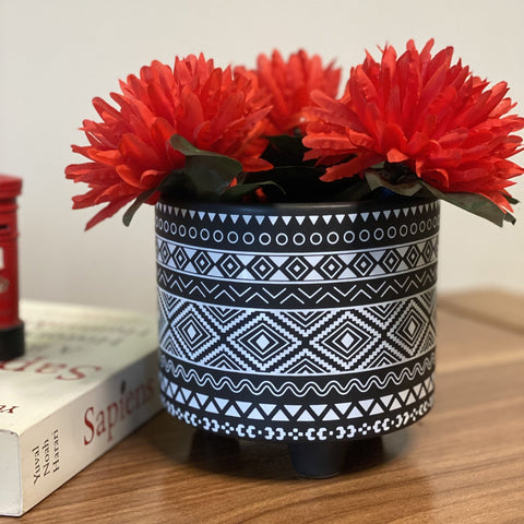Black Mosaic Pattern Living Room Flower Pot Needs Store
