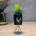 Black Reindeer Pot With Plant For Table top Needs Store
