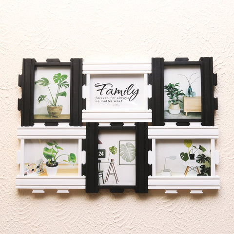 Black _ White Family Pictures Frame Wall Hanging-Six Photos Needs Store