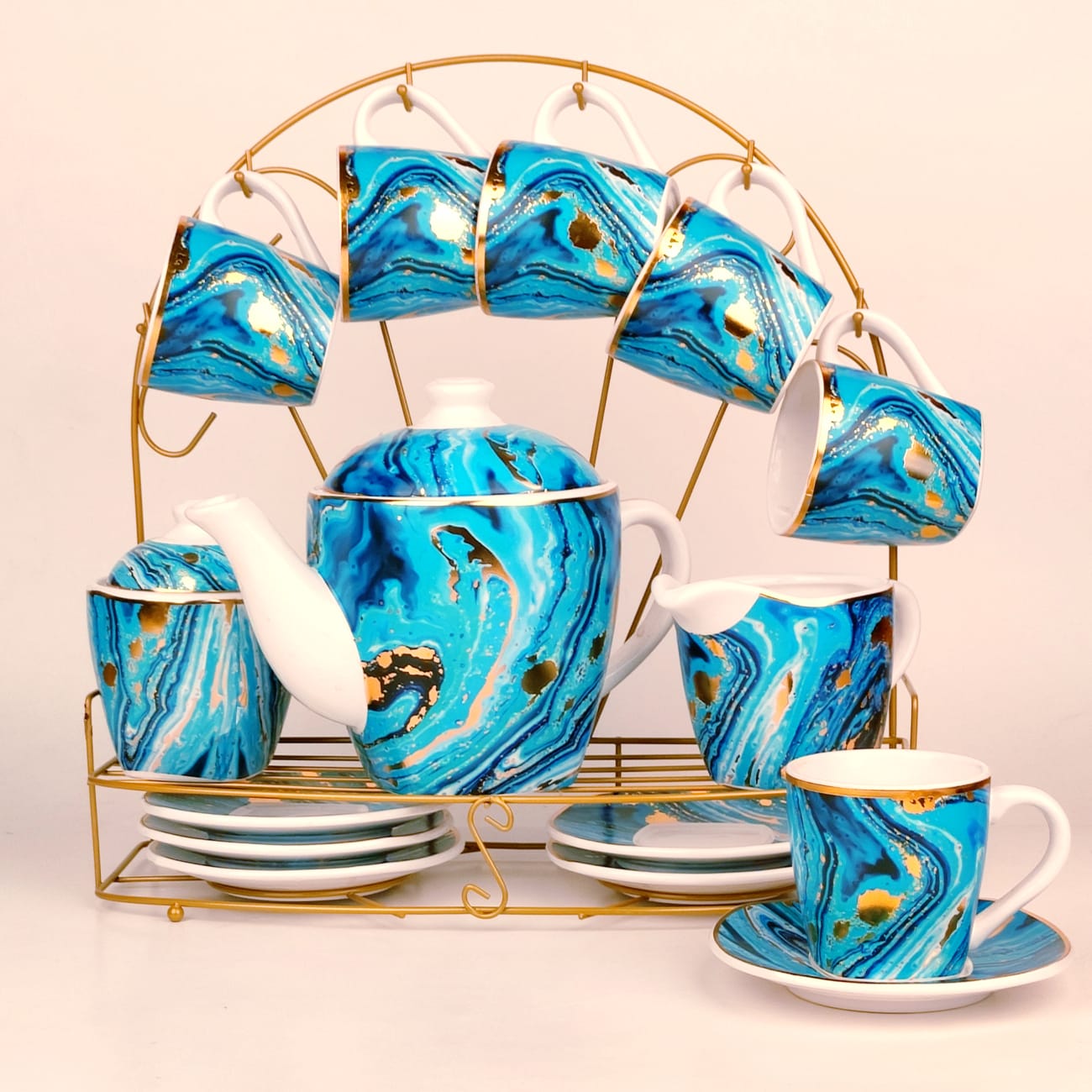 Blue Whirls Ceramic Tea Set Tableware Buy Now Needs Store