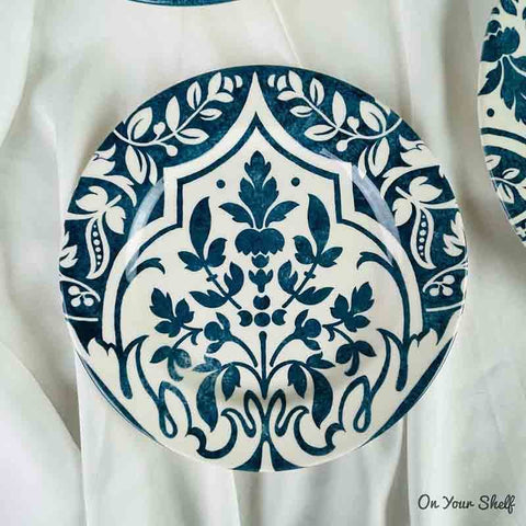 Blue & White Traditional Design Porcelain Plates Set - Set of 18 - Needs Store