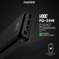 FASTER PD-24W PD+Qualcomm Quick Charge 3.0 Power Bank 20000 mAh with Digital Display - Needs Store