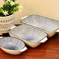 Ceramic Casserole Baking Dish Set (3-pcs) - Blue n White Bakeware Sets Lasagna Pan Baking Dishes Baking Pan - Needs Store