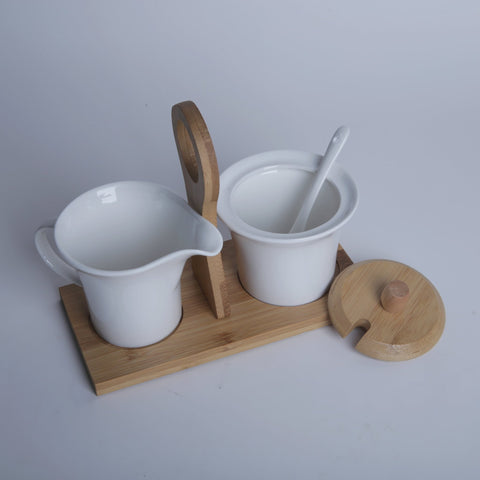 Ceramic Cream Jug and Sugar Pot with Tray and Spoon - Needs Store