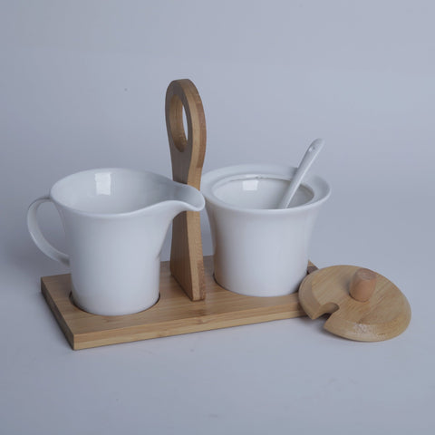 Ceramic Cream Jug and Sugar Pot with Tray and Spoon - Needs Store