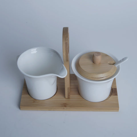 Ceramic Cream Jug and Sugar Pot with Tray and Spoon - Needs Store