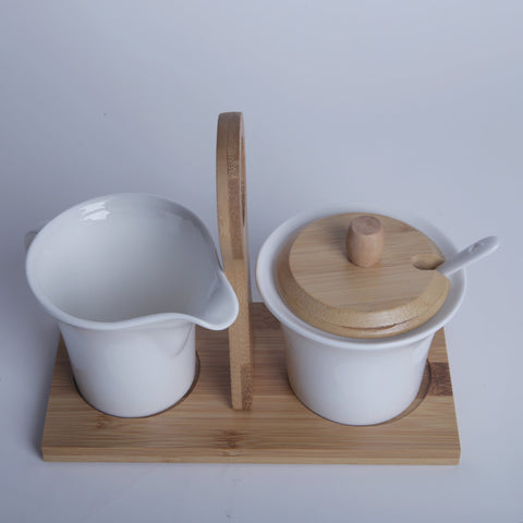 Ceramic Cream Jug and Sugar Pot with Tray and Spoon - Needs Store