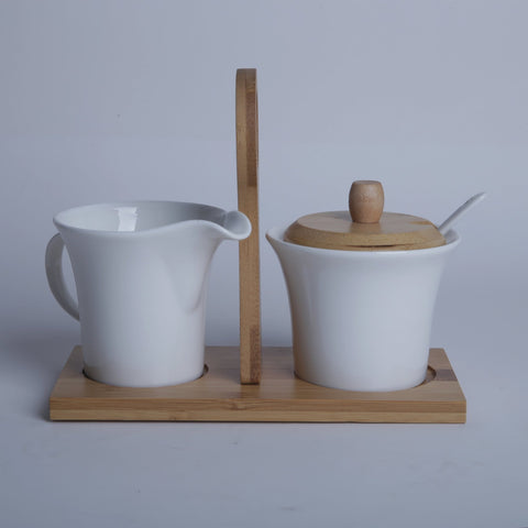 Ceramic Cream Jug and Sugar Pot with Tray and Spoon - Needs Store