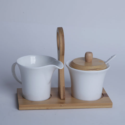 Ceramic Cream Jug and Sugar Pot with Tray and Spoon - Needs Store
