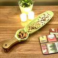 Ceramic Fruit/Snack Platter with Acacia Wood Handle - Green - Needs Store