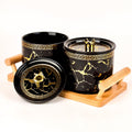 Ceramic Jars Set with Wooden Tray - Sugar Jar - Kitchen Cannister Set - Needs Store