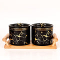 Ceramic Jars Set with Wooden Tray - Sugar Jar - Kitchen Cannister Set - Needs Store