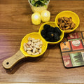 Ceramic Snack Platter with Acacia Wood Handle - Bright Yellow - Needs Store