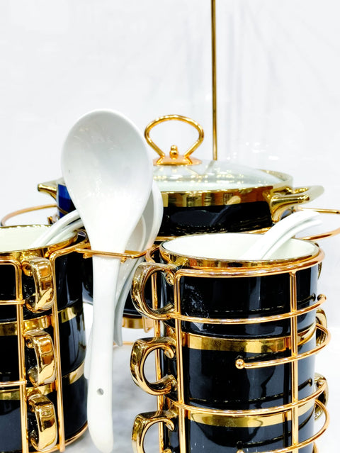 Ceramic Soup Set with Golden Stand - Needs Store