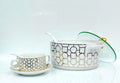 Ceramic Soup Set With Stand White And Gold - Needs Store